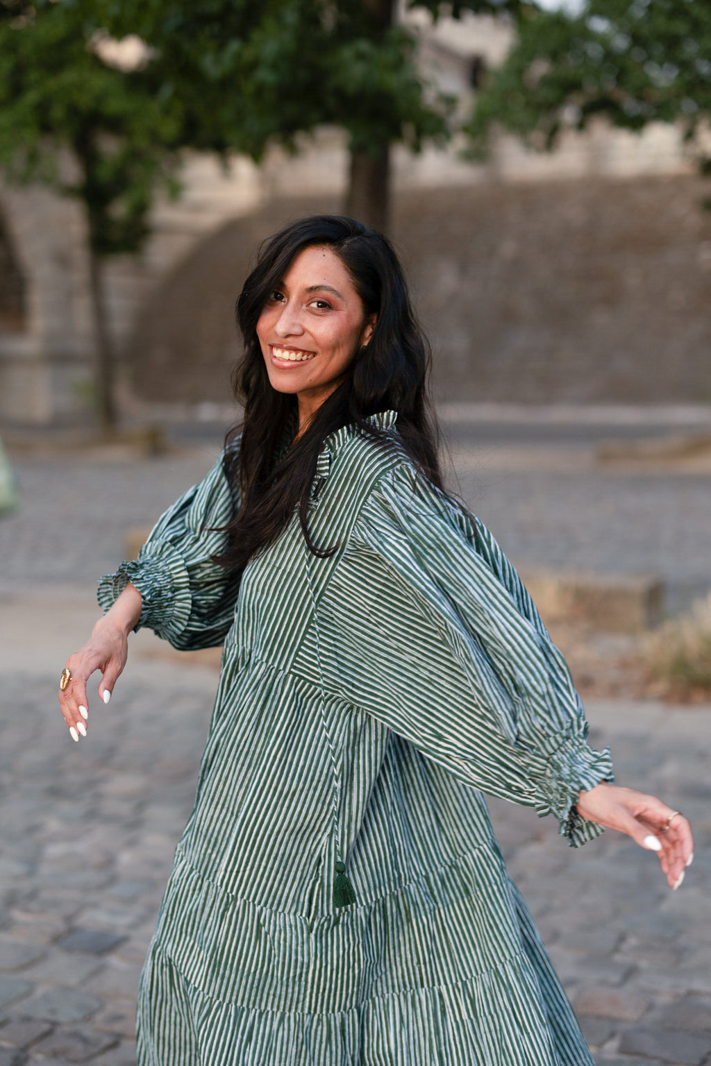 Robe Longue Époque - Prairie Rayée