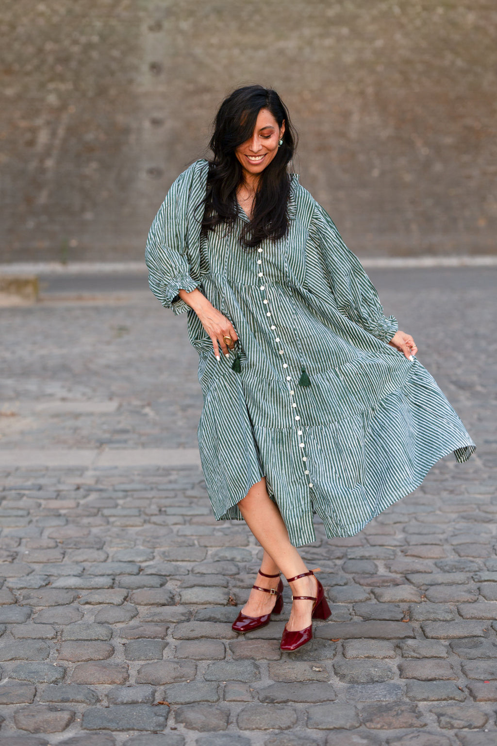 Robe Longue Époque - Prairie Rayée