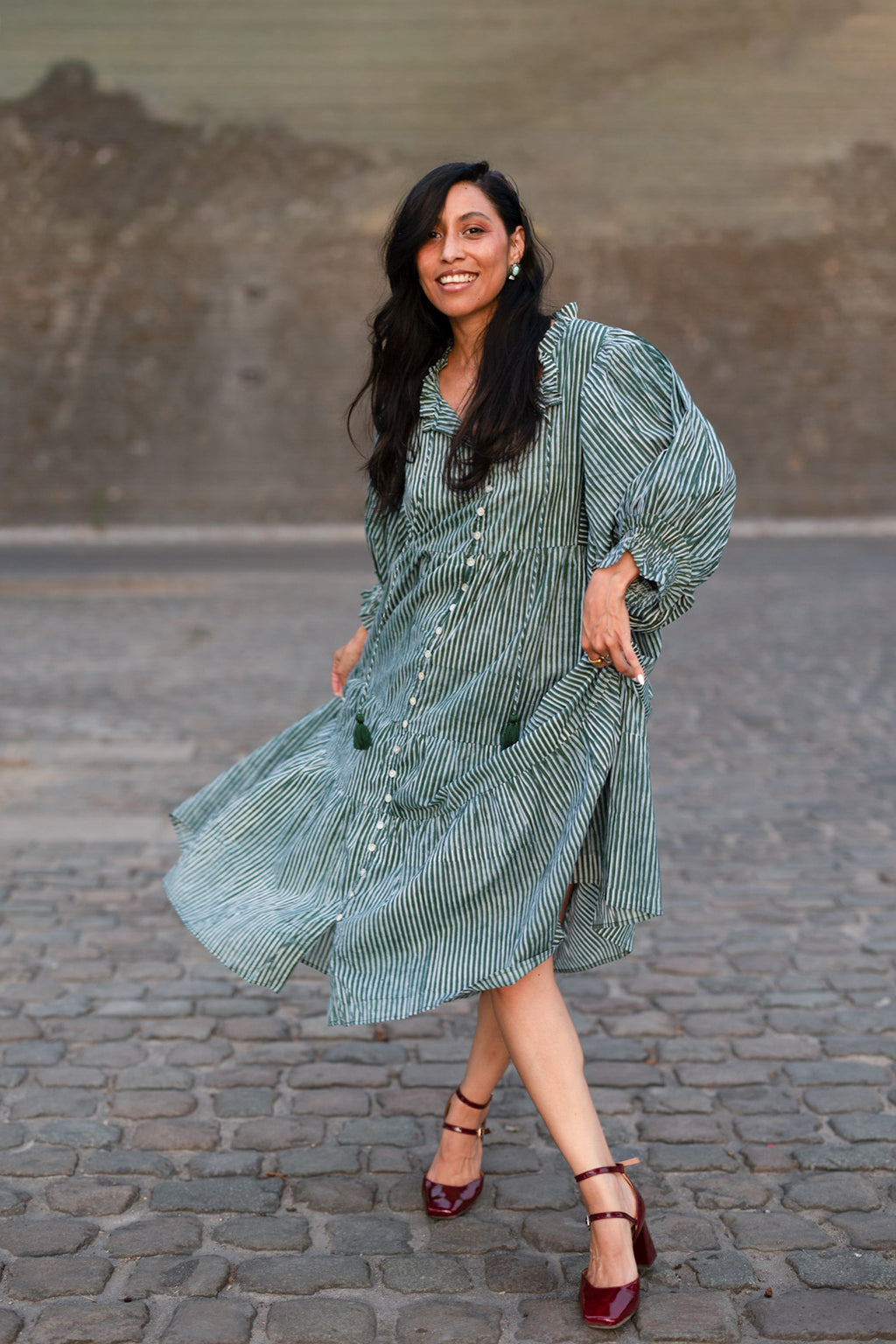 Robe Longue Époque - Prairie Rayée