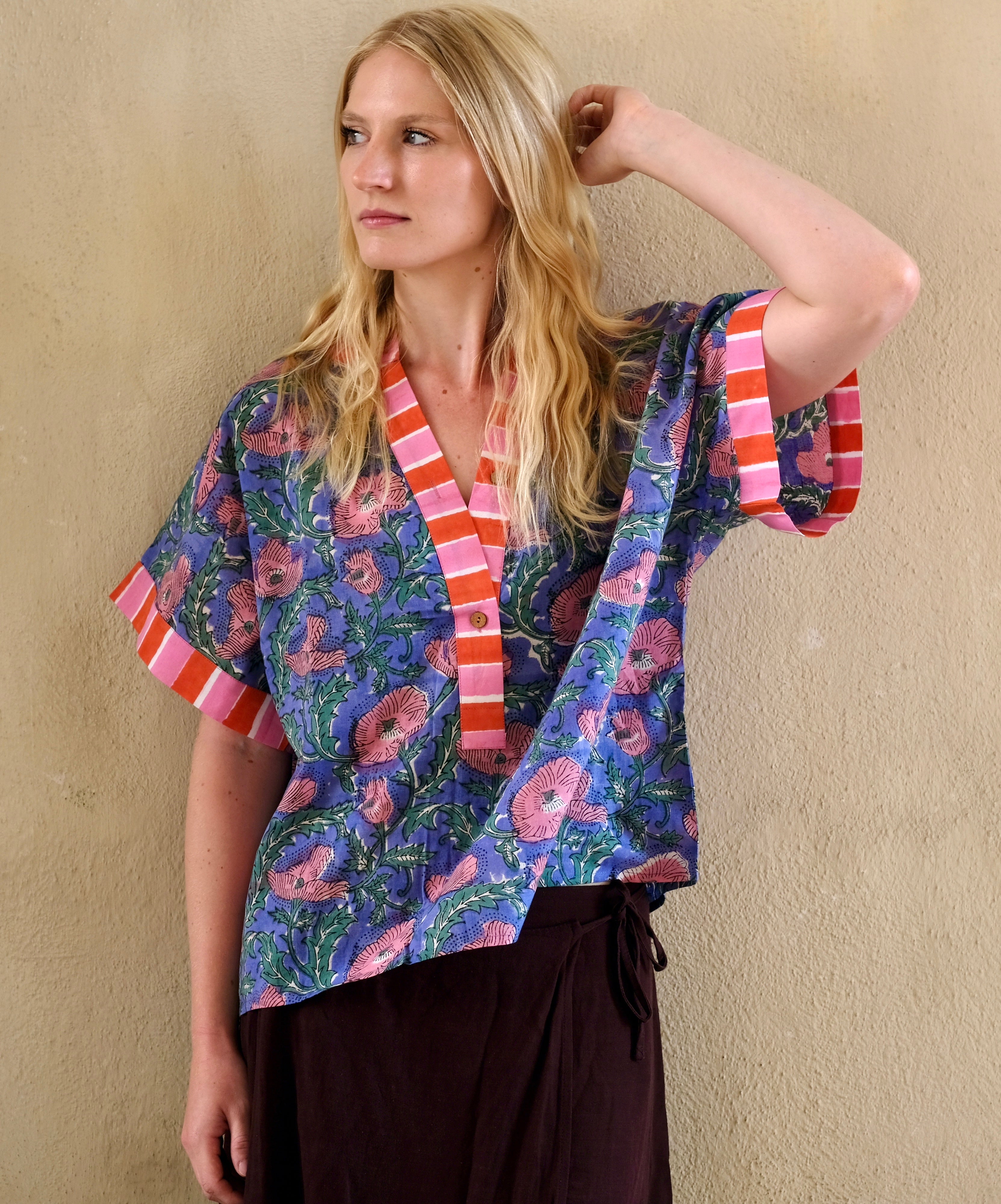 Chemise femme coton imprimé bloc Jaipur – Pétalia | Farnoo