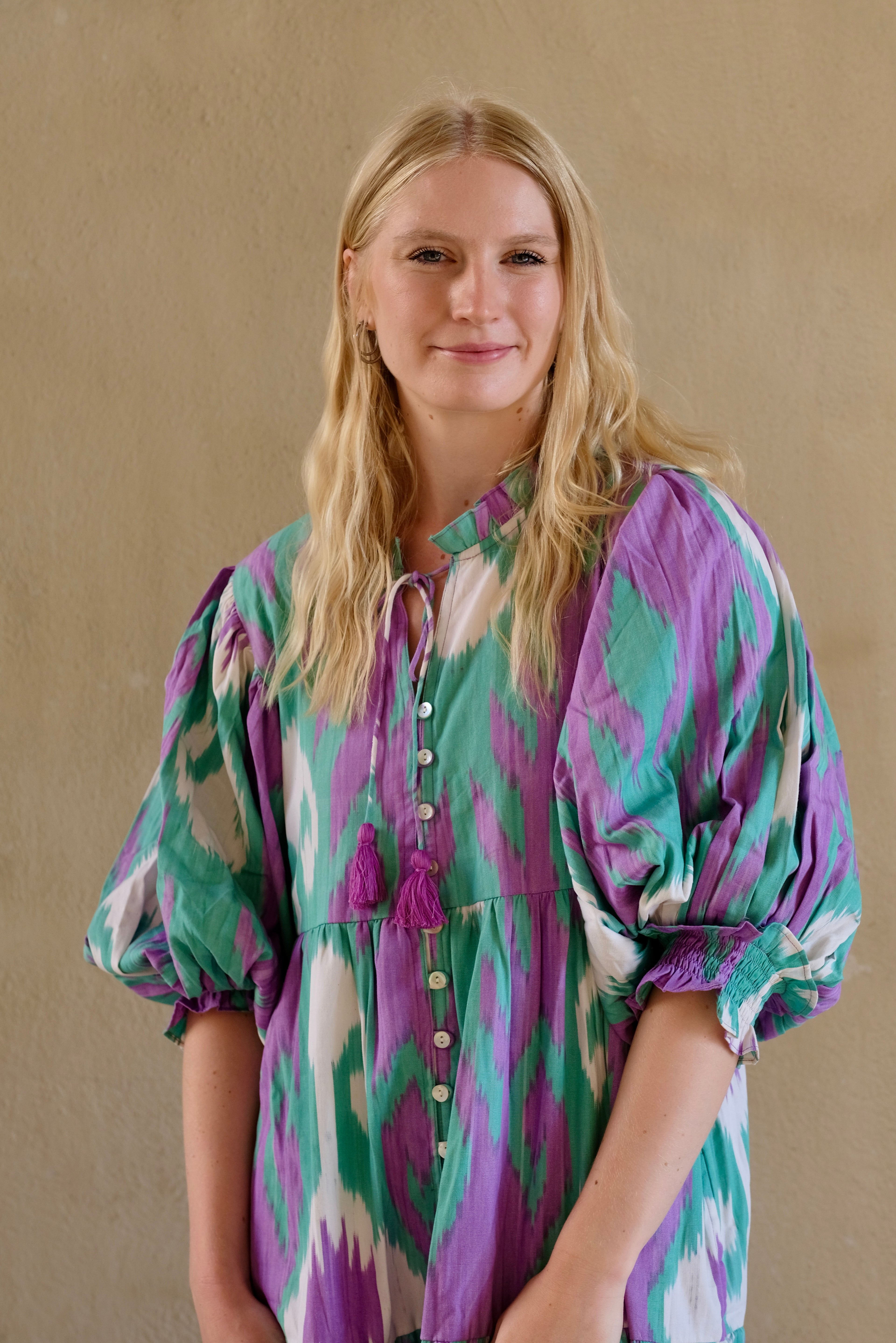 Robe longue femme coton ikat tissé main – Lilaure | Farnoo