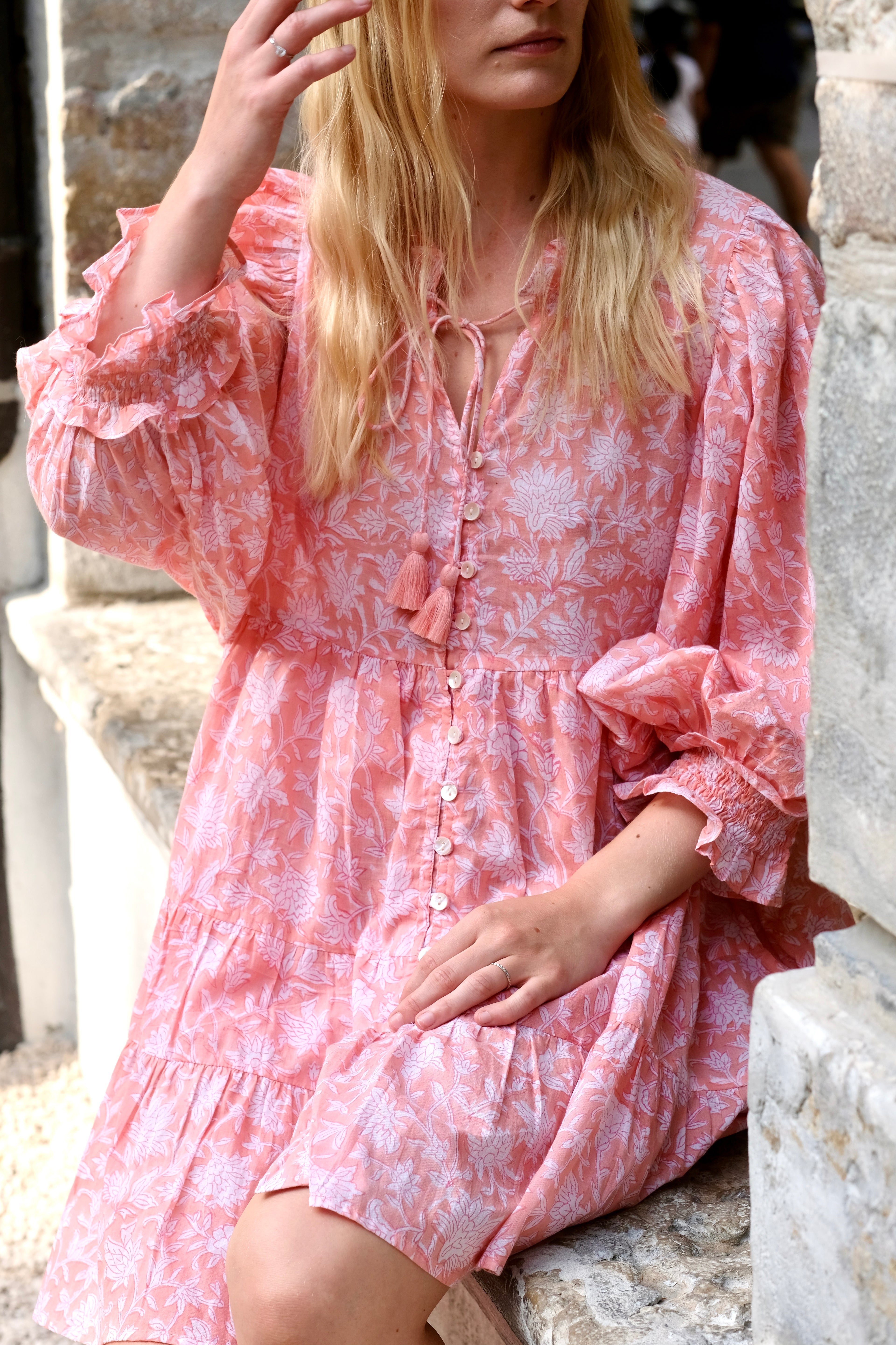 Robe courte femme voile coton imprimé bloc – Amara | Farnoo