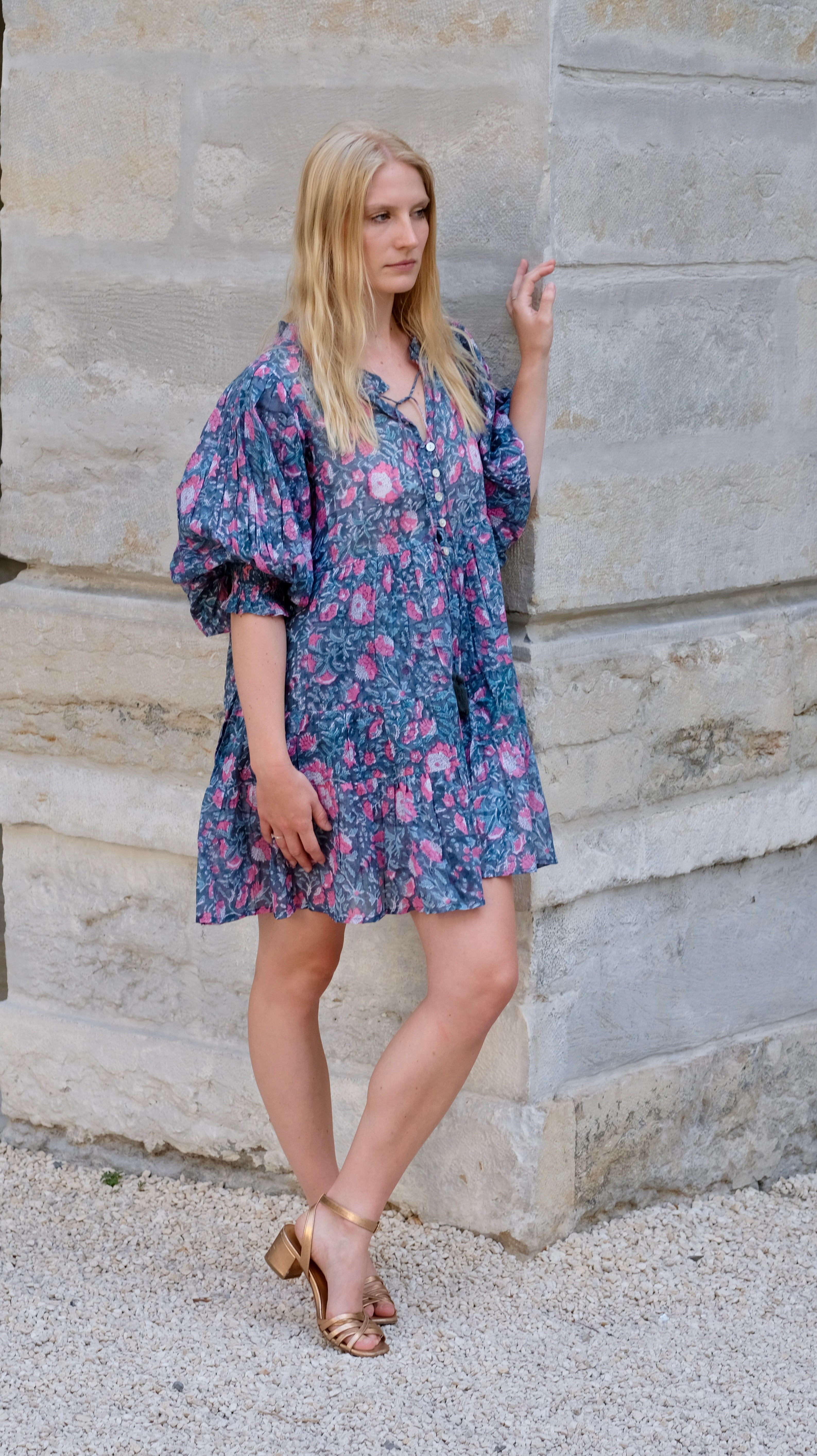 Robe courte femme voile coton imprimé bloc – Naïa | Farnoo